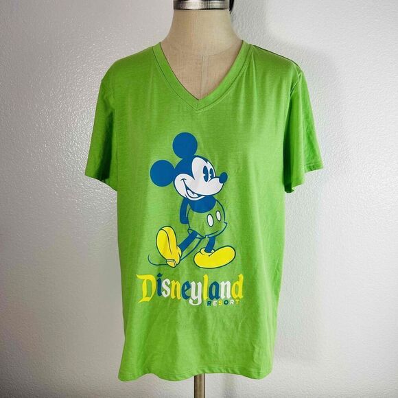 Disney Tops - Disney Unisex Basic T-Shirt Short Sleeve V-Neck Graphic Green Size XL